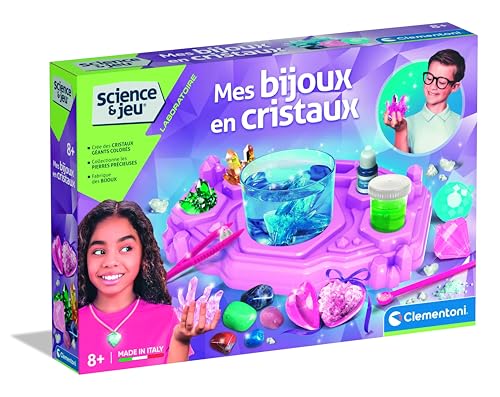 CLEMENTONI - Mon Laboratoire des Bijoux en Cristaux dès 8 Ans - Kit de Création Scientifique pour Enfants - Faire Pousser, Fabriquer et Décorer - Activité...