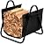 AMAGABELI GARDEN & HOME Fireplace Log Holder with Canvas Firewood Rack Indoor Tote Carrier Metal Wood Rack Black Firewood Holders Storage Heavy Duty Logs Stacker Basket with Handles Kindling