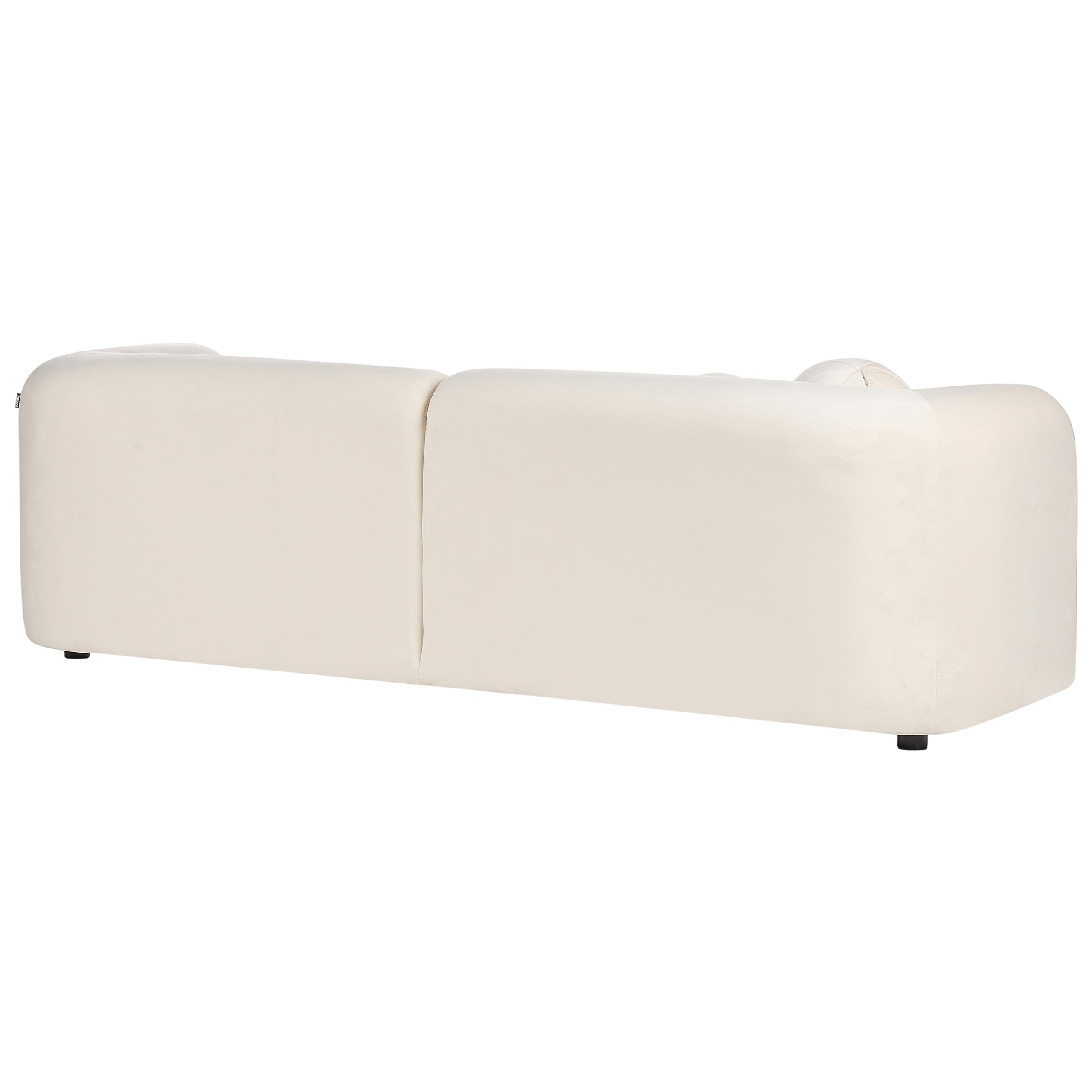 Sofa Set Samtstoff creme wieß 4-Sitzer Dekokissen Wohnzimmergarnitur Leiren