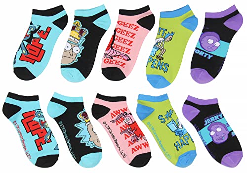 Rick and Morty Men's Mix and Match Ankle No-Show Socks 5 Pair Pack