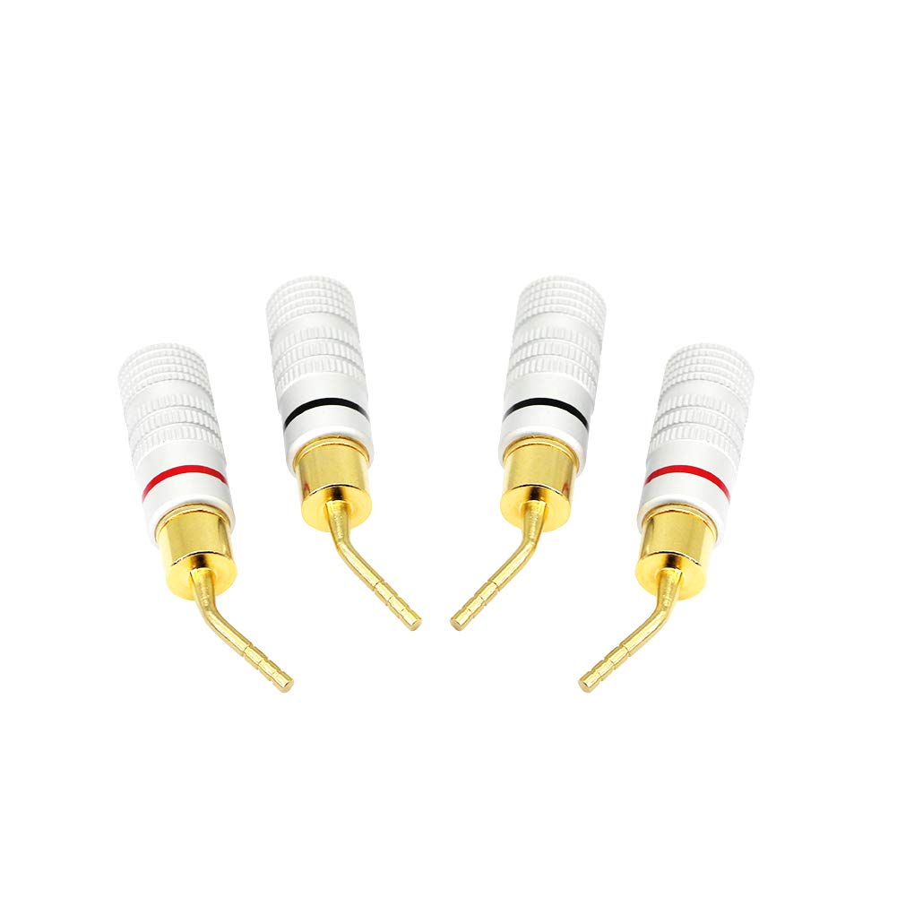 CERRXIAN Gold Plated 2mm Banana Plug Screw Type Audio Speaker Pin Plugs Cable Connector Adapter(4pcs)