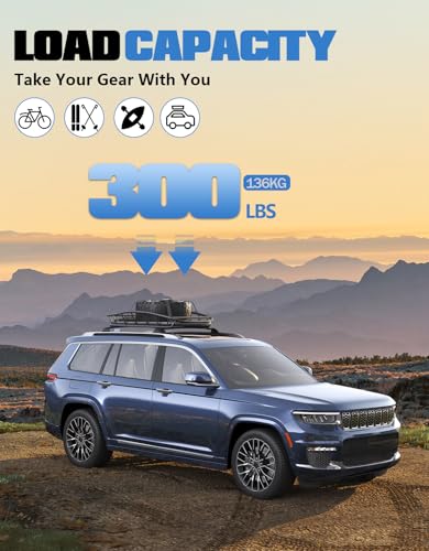 Image of FengYu Roof Rack Cross Bars 300lbs Compatible with 2021-2026 Jeep Grand Cherokee L 3-Row and 2022 2023 2024 2025 2026 Grand Cherokee WL 2-Row,All-Metal Aluminum Roof Rails Crossbars Rooftop Cargo Bars