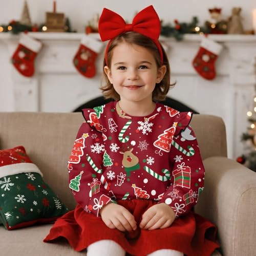 Sweatshirt for Toddler Baby Girls Casual Crewneck Pullover Long Sleeve Tops with Ruffle Trim Soft Shirts 1T-8T3