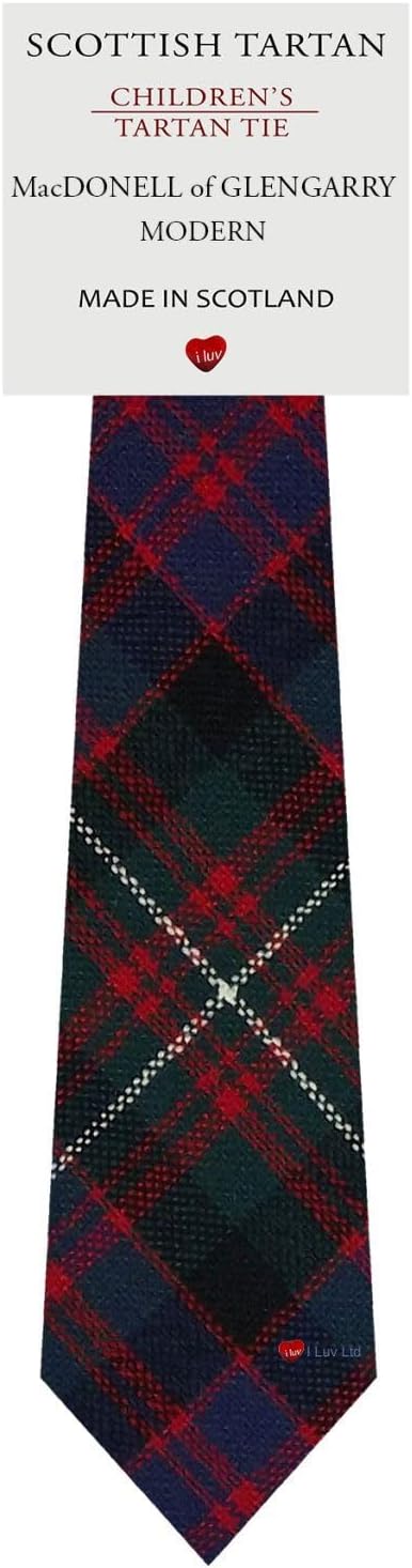 I LUV LTD Boys All Wool Tie Woven And Made in Scotland in MacDonell of Glengarry Modern Tartan