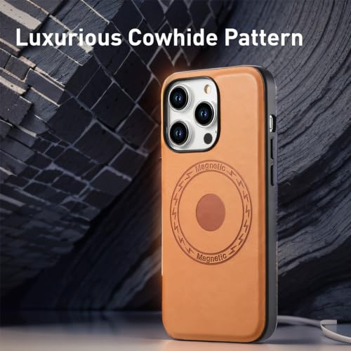 Étui iPhone 15 en cuir Magsafe ENILSA coque marron pour charge sans fil