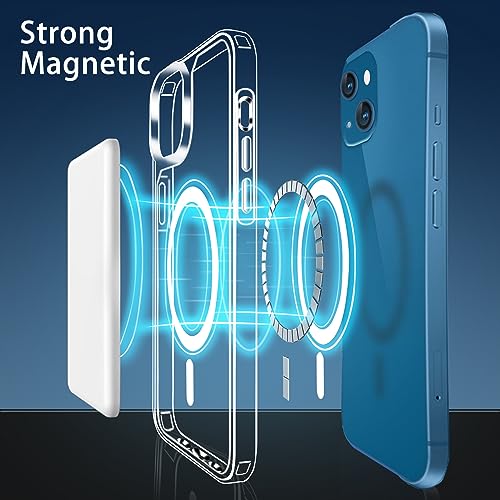 Hsefo Magnetic Case Compatible with iPhone 13 Mini Case, Compatible with MagSafe Wireless Charging, Transparent Anti-Scratch Back Shockproof Protective Slim Thin Phone Case Cover, Clear