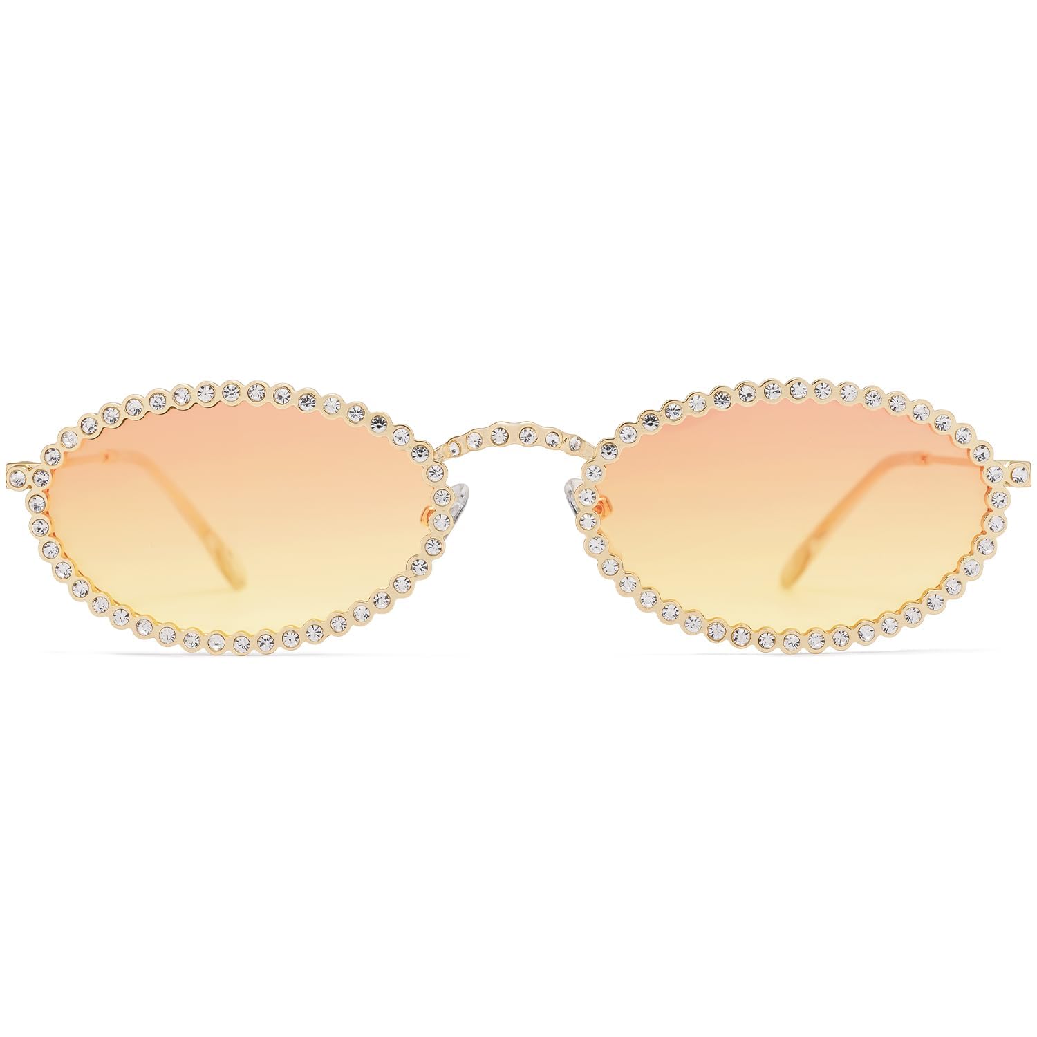 SOJOS Retro Petite Oval Rhinestone Sunglasses for Women 90s Styles Bling Hippie Disco Trendy Sun Glasses Small Face SJ1205