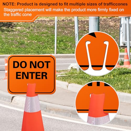 Geetery 6 Pcs Traffic Cone Arrow Signs 10.4\"x 12.6\" Reversible Orange Road Signs Bulk Road Closed Cone Top Traffic Warning Directional Left Right Arrows Sign for Outdoor Construction (Do Not Enter)