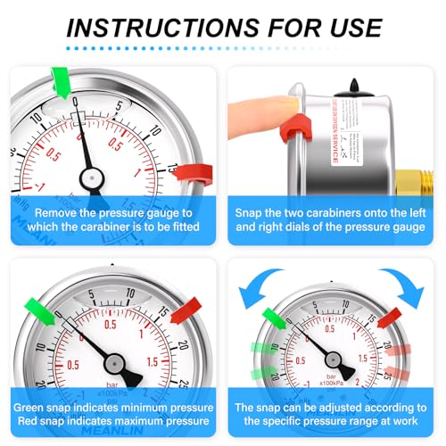 Image of MEANLIN MEASURE -30inHG~30Psi Vacuum Pressure Gauge 1 /8 inch NPT 2.5 inch FACE DIAL, Stainless Steel Liquid Filled Pressure Gauge WOG Water Oil Air Center Back Mount (with 2PCS Snaps)