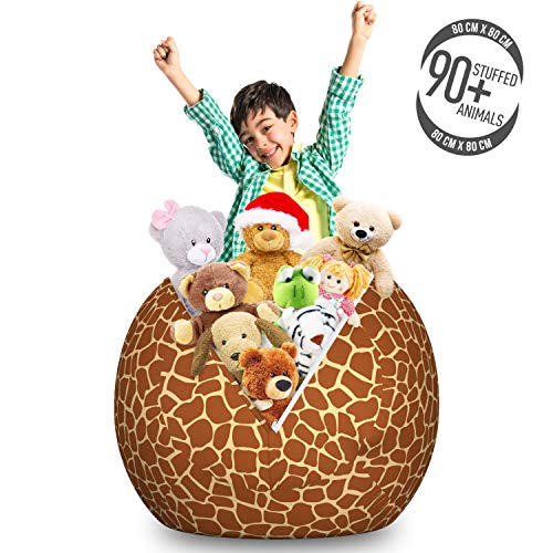 Ambesonne Earth Tones Storage Toy Bag Chair, Giraffe Skin Background Savannah Animal Savannah Inspired Design Print, Stuffed Animal Organizer Washable Bag, Large Size, Cinnamon Beige #TOP2