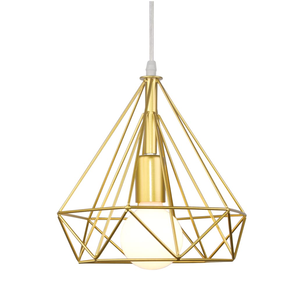 iDEGU Lampada a sospensione vintage 25 cm Lampada da soffitto industriale E27 Illuminazione a sospensione retrò per sala da pranzo, camera da letto, soggiorno, cucina (3 pezzi, oro)