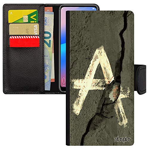 Coque rabat Note 9s motif anarchie blanc et étui portefeuille en cuir PU peinture