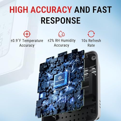 Image of LABART ThermoPro Hygrometer Thermometer for House TP350, Bluetooth Greenhouse Thermometer Humidity Meter up to 260FT, Backlit Room Indoor Thermometer Humidity Sensor with 2-Year Data Export