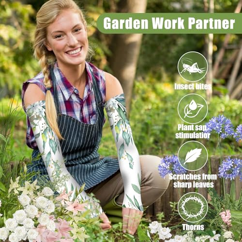 Image of Bebila Gardening Sleeves for Women Farm UV Sun Protection Anti-Scratch Cooling Sleeves with Thumb Hole Arms Cover Outdoors