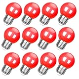 Rysa Light G45 Mini LED Colored Light Bulb, 3W E26 Base Multi-Colored Bulbs for Bedroom Wedding Halloween Christmas Party Bar Mood Decoration,12 Pack (Red)