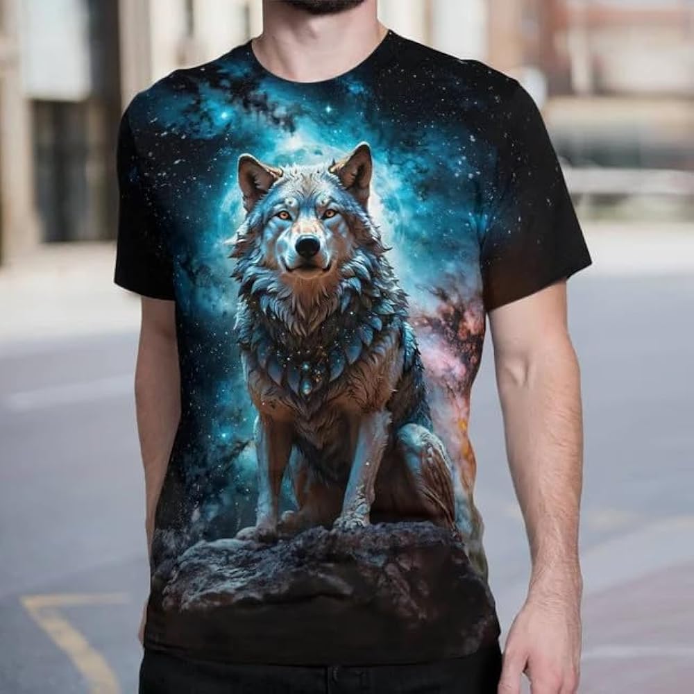 VNBNT Wolf Shirts for Men Women Three Wolf Moon 3D Design Adult