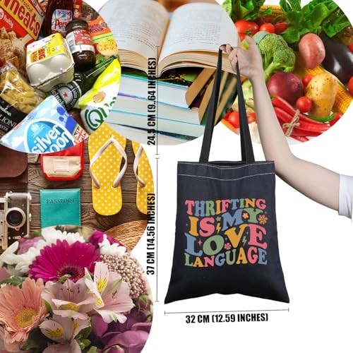 PWHAOO Thrift Lover Gift Thrifting Is My Love Language Tote Bag Thrifting Day Handbag Retro Shopper Gift Thrifter Merch2
