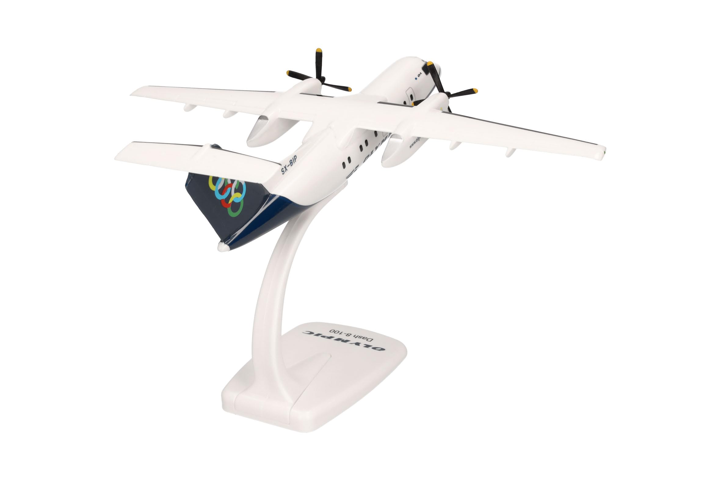 Herpa modello di aereo Olympic Air DHC-8-100, in scala 1:100 - Snap-Fit, pezzo da collezione, miniatura deco, statuetta con supporto in plastica
