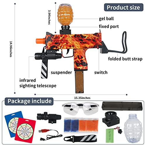 Piecis Gel Ball Beads Toy Gun, Uzi Electric Gel Ball Explosive Toy Gun Gel Gun，Choice For Outdoor Team Games Christmas Birthday Halloween Ideal Gifts For Boys And Girls 12+(Red)… #TOP5