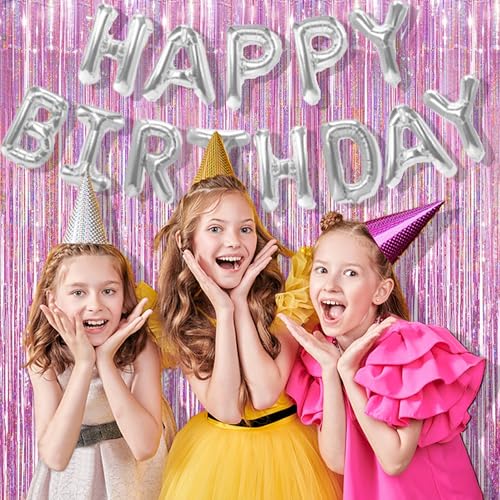 BRAVESHINE Pink Foil Fringe Curtain Backdrop - Tinsel Metallic Curtain Photo Backdrop for Girls Princess Birthday Hen Wedding Disco Engagement Unicorn Mothers Day Grad Party Decorations - 2Pcs 1x2.5m — photo 5
