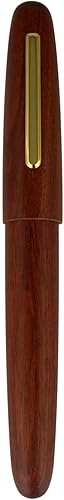 Vista 25 de Jinhao 9036 - Pluma estilográfica vintage de madera, bolígrafos naturales antiguos de roble, punta fina con convertidor de tinta recargable, juego