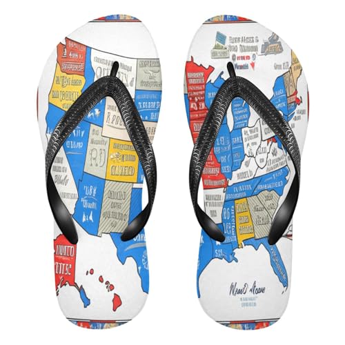 STAYTOP Color World Map Flip Flops Sandals of Men's & Women's,Sandals Beach Slippers Shower Slides