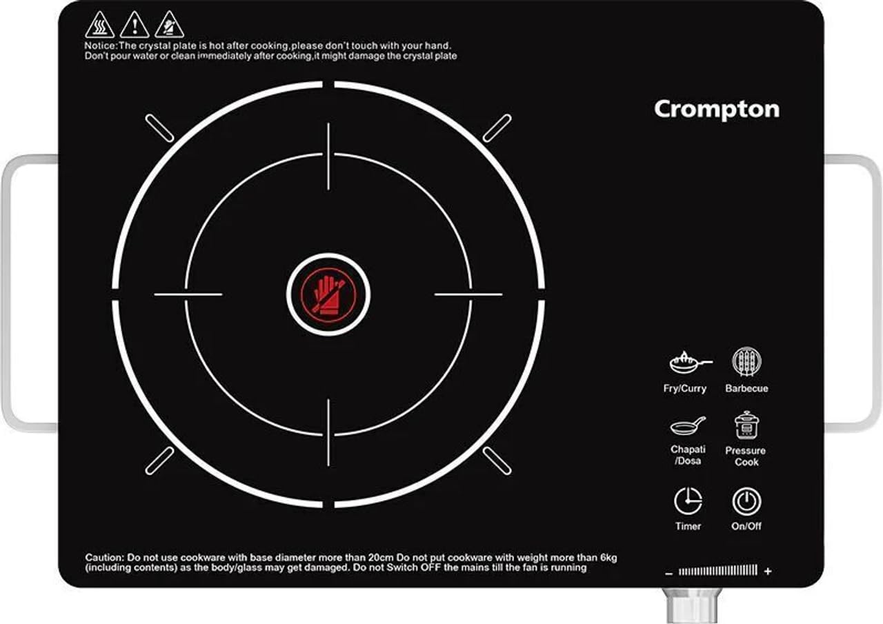 Crompton Infrared 2200W Induction Cooktop with Feather Touch Controls, Rotary Knob and Adjustable Power Levels, LED Display, Overvoltage & Overheat Protection | Efficient Electric Cooker Kitchen-image-2