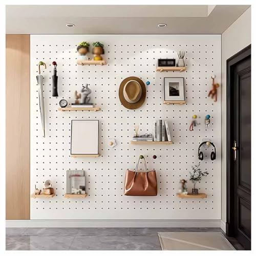 Wall Mounted Pegboard Organizer, Durable Wooden Peg Board for Enhanced Storage in Kitchen, Bedroom, Office, Garage