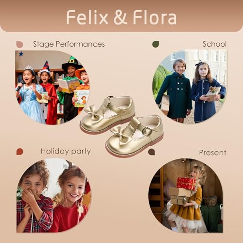 Image of Felix & Flora Toddler Little Girl Mary Jane Dress Shoes - Ballet Flats for Girl Party School Shoes