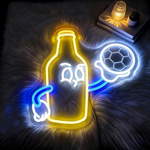 Image of Soccer Neon Sign for Wall Decor Light Up Sign Led Signs for Room Party Home Wall Decor USB Powered