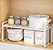 Jufuruiling Scaffale da Organizer Cucina ,51 x 21 x 18 cm Portaspezie con Manico in Legno,Mensola Appoggio Salvaspazio&Divisorio per Ripiano perla Dispensa e l'armadio, Impilabile & Salvaspazio,Bianco