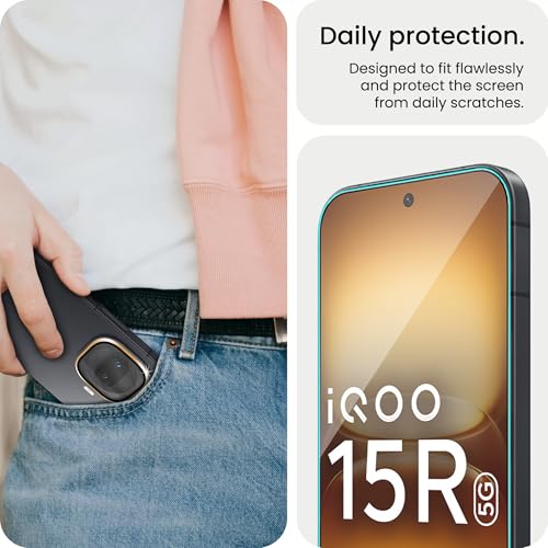 Image of FIRST MART Tempered Glass & Camera Lens for IQOO 15R With Edge to Edge Coverage, Case Friendly, Camera Metal Alloy Rings & Easy Installation Kit | Gold, Ultrasonic Fingerprint Working
