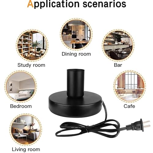 Image of Polished Metal Desktop Lamp E26 E27 Screw Light Bulb Holder Sockets Light Replacement lamp for Holding Bulb, 6 Feet Cord (Black, Pack of 1)