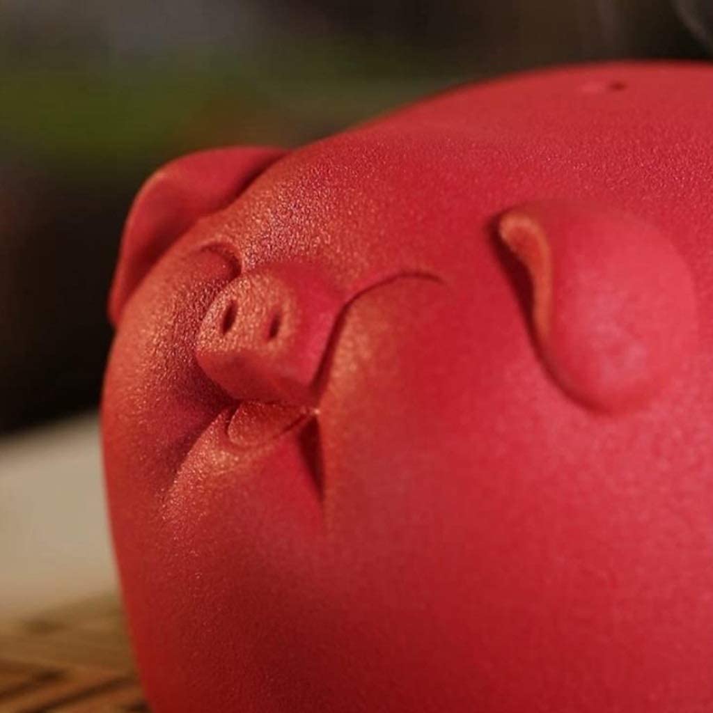 Palnik Na Kadzidełka Piggy Incense Burner Ceramiczny Piec Przeciwpożarowy Indoor Censer Ornaments Home Office Decoration Pokoju Medytacyjnego Salonu(Rot)