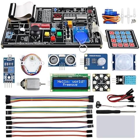 Freenove Projects Kit for Raspberry Pi 5 4 B 3 B+ 400 Zero 2 W, Simple Wiring, 860-Page Detailed Tutorial, Python C Java Scratch Processing Code, 132 Projects (Raspberry Pi NOT Included) Cover