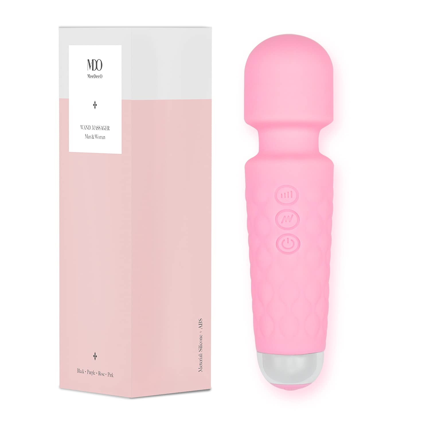 Powerful Wand Massager with 8 Speeds 20 Vibration Modes USB Rechargeable Mini Quiet Waterproof Handheld Personal Massager for Full Body Massage Relieve Muscle Stress Relaxing Body (Pink)