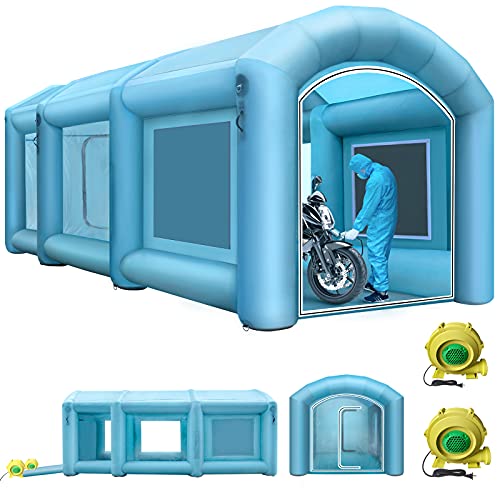 Happybuy Inflatable Paint Booth 23x13x8ft with 2 Blowers Inflatable Spray Booth with Filter System Portable Car Paint Booth for Car Parking Tent Workstation