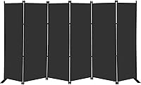 Mayoliah 6 Panel Folding Privacy Screen Room Divider - 9FT Wide 6FT Tall Black Portable Partition for Office Bedroom