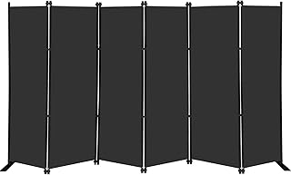 MAYOLIAH 6 Panel Folding Privacy Screen 9ft Wide, 6ft Tall Partition Roo...