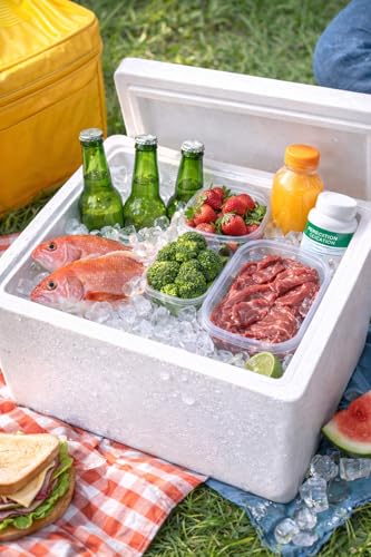 Image of 15 Litre EPS Insulated Ice Box | Lightweight Expanded Polystyrene (EPS) Thermal Cooler | Reusable Insulated Cooler | Food, Fish & Vaccine Storage Box (15, litres)