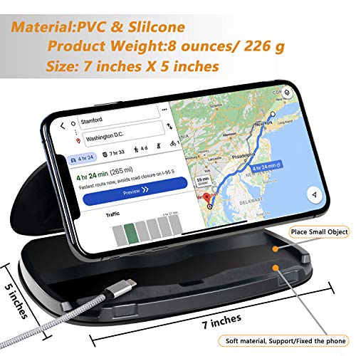 Bosynoy Cell Phone Holder for Car, Durable Silicone Mat Car Phone Mount, Dashboard Cell Phone Holder Compatible with iPhone 11 Pro Max/11/XR/XS Mas/XS/8/7 Samsung Galaxy S10+, GPS Devices - Thumbnail 2