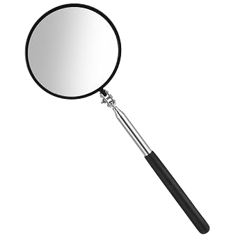 Telescoping Inspection Mirror, 360 Rotation Flexible Inspection Mirror Circular Inspection Mirror with Retractable Handle Round Inspection Mirrors for Checking Vehicle ConditionDia-4 Inch
