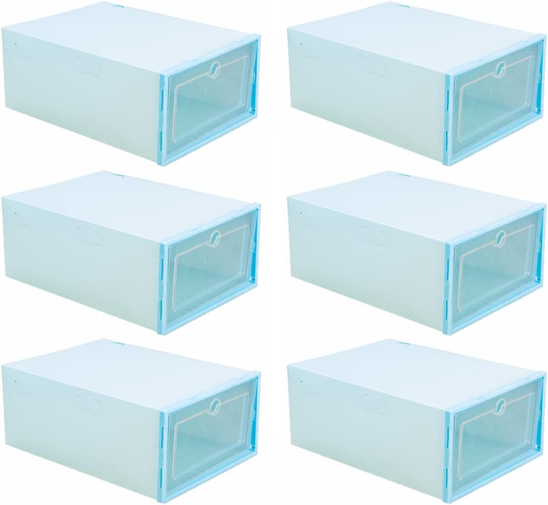 Alipis 6pcs Shoe Storage Boxes Stackable Shoe Containers Plastic Lids Cardboard Box Organizer Space Saving