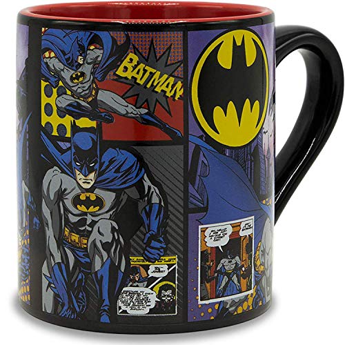 Silver Buffalo DC Batman Comic Panel Ceramic Coffee Mug for Cappuccino, Latte or Hot Tea, 14-Ounce, Multicolor, Batman Comic Panel - 20 Oz
