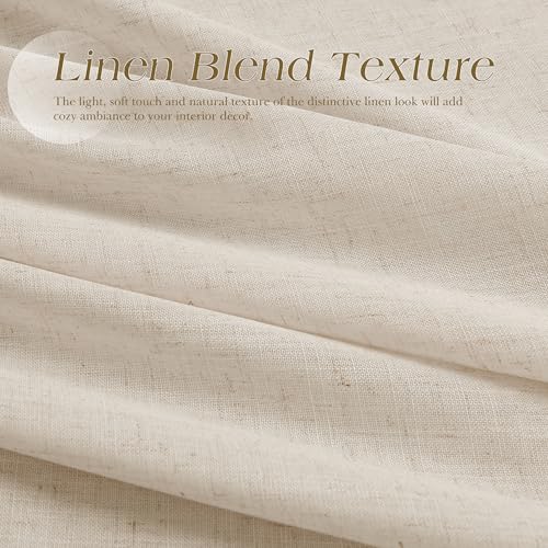 Image of Extra Long Cream Beige Linen Sheer Curtains 120 Inches Length for Living Room Grommet Semi Sheer Elegant Drapes for Bedroom Light Filtering Neutral Boho Curtain 2 Panel for Large Window 10FT 52x120