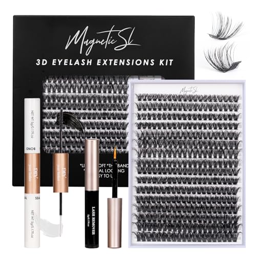 DIY Lash Extensions Kit 320pcs Individual Lashes Clusters 60D 80D Eyelash Extension Kit with Applicator and Lash Bond&Seal,Clusters Lash Glue Remover For False Eyelash Mix 10-16mm (60D+80D KIT)