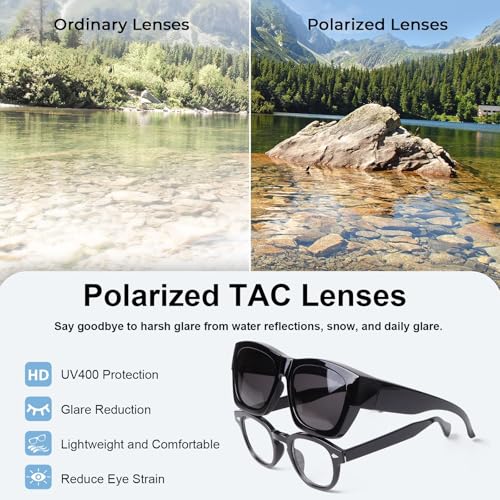 Polarized Fit Over Glasses Sunglasses for Women Men Oversized Square Shades UV400 Protection4