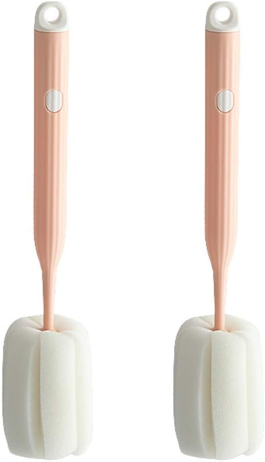 Bottle Soft Brush -2Pcs Sponge Bottle Brush Soft and Easy to Clean, Baby Bottle Sponge Brush Can Effectively Remove The Stain Residue On The Bottom of The Cup(Pink-Brush)
