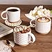 GBHOME 12OZ Stackable Coffee Mugs, Ceramic Coffee Mugs with Texture Patterns for Man,Woman,Dad,Mom, Modern Coffee Mugs Set of 4 for Latte/Cappuccino/Cocoa. Dishwasher&Microwave Safe, Off White