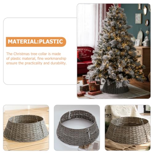 Jupe de sapin de Noël gris petit, support réutilisable et cache-pied rond rustique